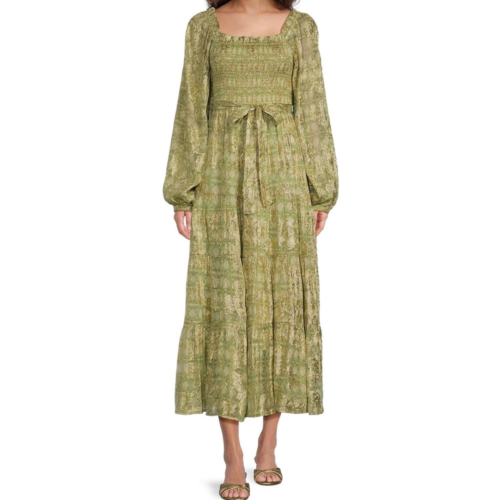 Elegant Green Floral Women's Dress